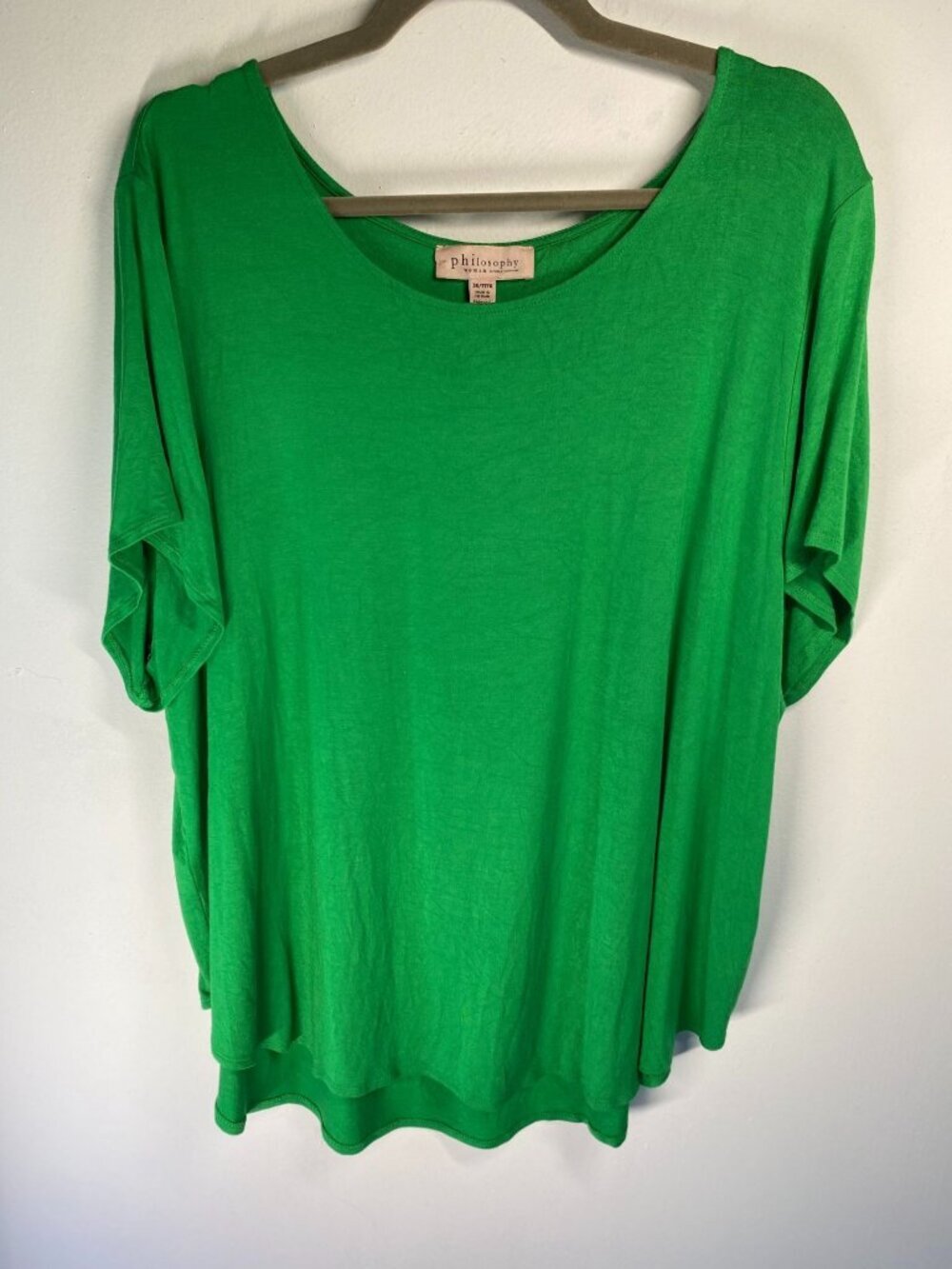New Philosophy Woman Green Relaxed Fit Top 3X Rayon/Spandex Blend